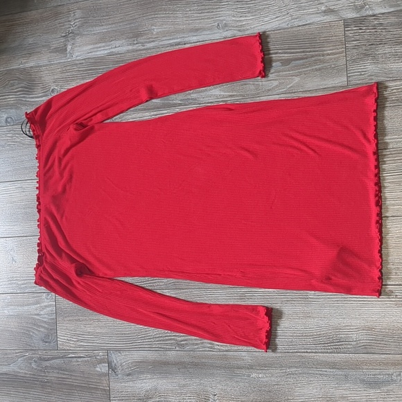 BOGO!! H&M Red Ribbed Off the Shoulder Bodycon Dress Size 2 - Picture 6 of 6